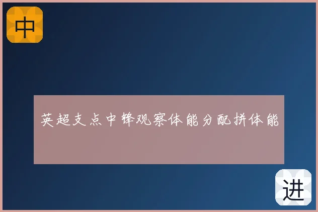 英超支点中锋观察体能分配拼体能